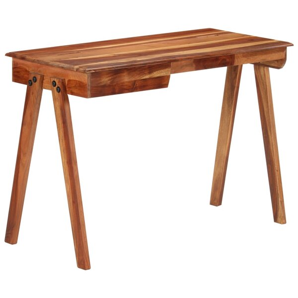 Bureau table poste de travail meuble d'ordinateur informatique étude avec tiroir 110 x 50 x 77 cm bois d'acacia massif brun 02_0023444