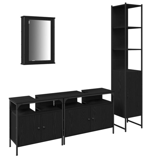 vidaXL Ensemble de meubles de salle de bain de 4 pièces Chêne noir