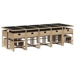 vidaXL Ensemble à manger de jardin et coussins 15 Pièces beige