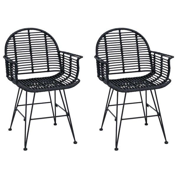 vidaXL Chaise de salle à manger 2 Pièces Noir 44 x 44 x 74 cm