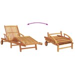 Chaise longue vidaXL avec coussin et table Taupe en Bois massif d'Acacia