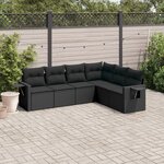 vidaXL Salon de jardin 6 Pièces avec coussins noir résine tressée
