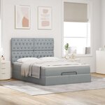 VidaXL Cadre de lit ottoman et matelas gris clair 140x190 cm tissu
