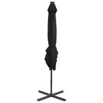 vidaXL Parasol de jardin en porte-à-faux et mât et lumières LED noir