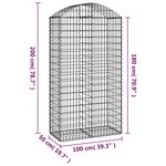 vidaXL Panier de gabions arqué 100x50x180/200 cm Fer galvanisé