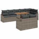 vidaXL Ensemble de canapé de jardin avec coussin 9 Pièces Gris  Marron