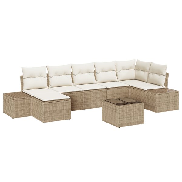 vidaXL Ensemble de canapé de jardin 8 pièces avec coussins en rotin poly marron
