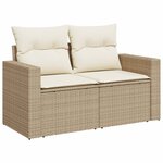 vidaXL Salon de jardin avec coussins 9 Pièces beige résine tressée