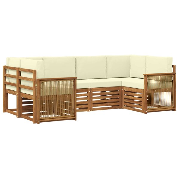 vidaXL Ensemble de canapé d'angle avec coussin 5 Pièces Naturel et Crème