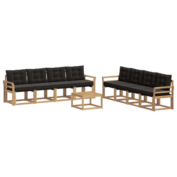 vidaXL Ensemble de canapés d'extérieur 9 Pièces Blanc et noir