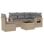 vidaXL Salon de jardin avec coussins 6 Pièces beige résine tressée