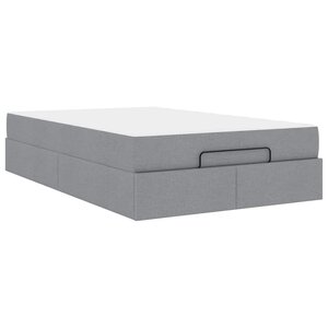 vidaXL Cadre de lit avec matelas Gris clair 120 x 190 cm tissu