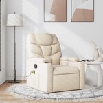 vidaXL Fauteuil de massage inclinable Crème Tissu