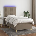 vidaXL Sommier à lattes de lit et matelas et LED Taupe 80x200cm Tissu