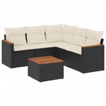 vidaXL Salon de jardin 6 Pièces avec coussins noir résine tressée