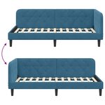 vidaXL Cadre de lit d'angle avec tête de lit Bleu 90 x 200 cm Velours
