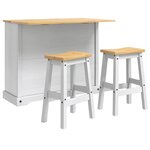 vidaXL Ensemble Cuisine Îlot Corona 3 Pièces Blanc et Cire de Miel