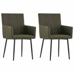 vidaXL Chaises à manger avec accoudoirs lot de 2 marron tissu