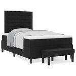 vidaXL Lit à Sommier avec Matelas et Banc Noir 120x190 cm Tissu