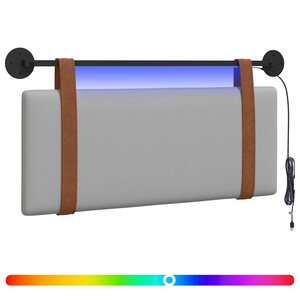 vidaXL Tête de lit suspendue Avec lumière LED Gris nuage PU antique