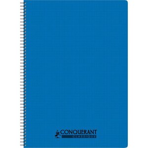 Cahier spirale 100 pages 5x5 90 g avec couverture polypropylène assortie  format 21 x 29 7 cm CONQUERANT