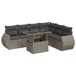 vidaXL Salon de jardin avec coussins 7 Pièces gris résine tressée