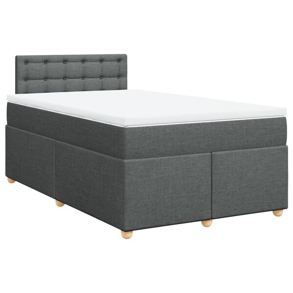 vidaXL Sommier à lattes de lit avec matelas Gris foncé 120x200cm Tissu