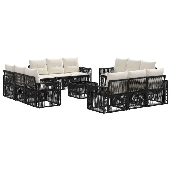 vidaXL Ensemble de canapé de jardin 13 Pièces Noir et blanc crème