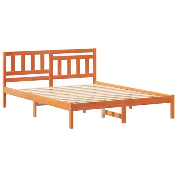 vidaXL Cadre de lit Marron cire 150 x 200 cm Bois massif en pin