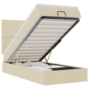 vidaXL Lit ottoman avec matelas crème 100x200 cm tissu