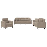 vidaXL Ensemble de canapés 3 Pièces avec coussins Taupe Tissu microfibre