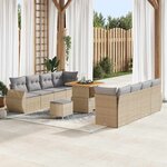 vidaXL Ensemble de canapé de jardin 11 Pièces Beige polyrotin