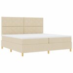vidaXL Lit à ressorts avec matelas Crème 200 x 200 cm tissu