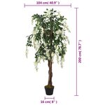 vidaXL Glycine artificielle 1470 feuilles 200 cm vert et blanc