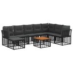 vidaXL Ensemble de canapés d'extérieur 9 Pièces Noir et Gris foncé