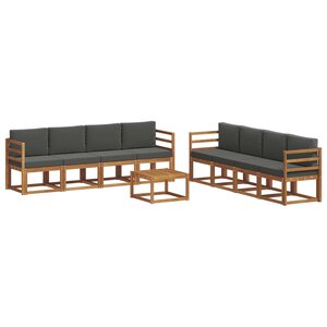 vidaXL Ensemble de canapés d'extérieur 9 pc Naturel et Anthracite