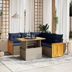 vidaXL Salon de jardin avec coussins 6 Pièces beige résine tressée