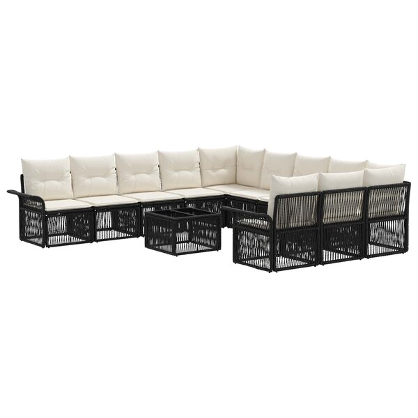 vidaXL Ensemble de canapé de jardin 12 Pièces Noir polyrotin