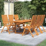 vidaXL Ensemble à manger de jardin 7 Pièces Bois d'acacia massif