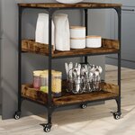 vidaXL Chariot de cuisine chêne fumé 60x41x80 5 cm bois d'ingénierie