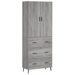 vidaXL Buffet haut Sonoma gris 69 5x34x180 cm Bois d'ingénierie