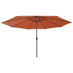 vidaXL Parasol d'extérieur avec LED et mât en métal 400 cm Terre cuite