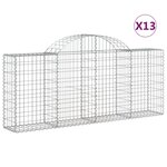 vidaXL Paniers à gabions arqués 13 Pièces 200x30x80/100 cm Fer galvanisé