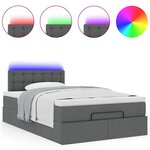 vidaXL Lit ottoman avec matelas et LED gris foncé 120x190 cm tissu