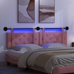 vidaXL Tête de lit suspendue Avec lumière LED Rose Velours
