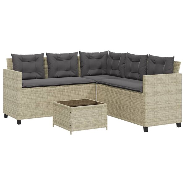 vidaXL Canapé de jardin et table et coussins en forme de L gris clair