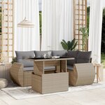 vidaXL Salon de jardin avec coussins 5 Pièces beige résine tressée