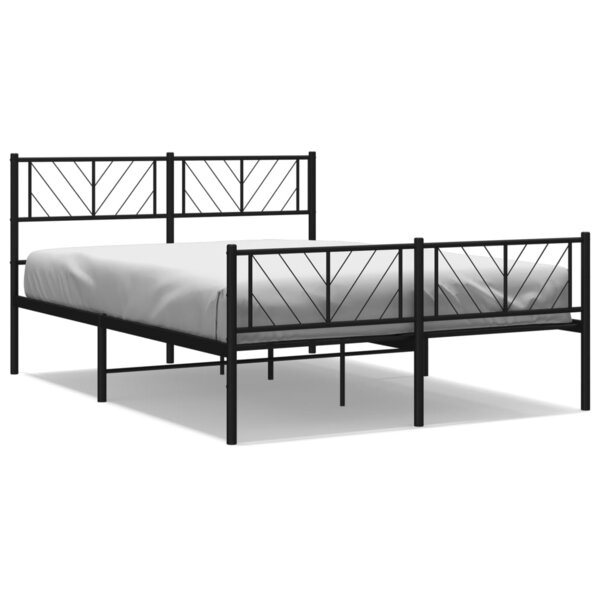 vidaXL Cadre de lit métal sans matelas avec pied de lit noir 120x190cm