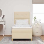 vidaXL Lit à ressorts avec matelas Crème 90 x 200 cm tissu