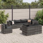 vidaXL Salon de jardin 9 Pièces avec coussins Gris Résine tressée